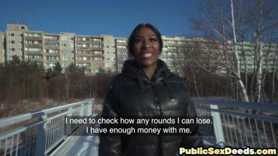 Fooled ebony slut drilled by stranger in POV - hotmovs.com