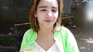 MAMACITAZ - Cute And Shy Latina Teen Julia Garcia Takes Deep In Her Tight Pussy A Real Big Cock - ah-me.com