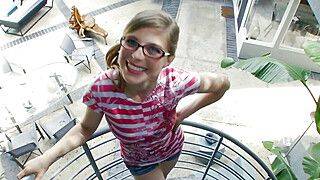 Penny Pax - Petite white girl with glasses takes on big black dick - ah-me.com