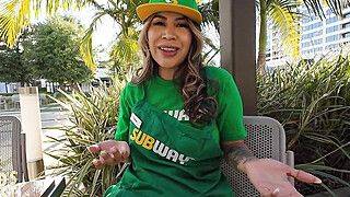 Subway Latina with Huge Ass and Tits Fucks Massive Cock Drenched in Cum VS World Biggest Cock - ah-me.com