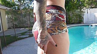 Big Juicy Tits and fat ass white girl gives her Pervy neighbor some pussy by the pool - ah-me.com