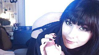 slutty goth girl neighbour sneaks up to room during family dinner - ah-me.com