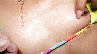 Pre cum drips off Asian ladyboy her dick - ah-me.com