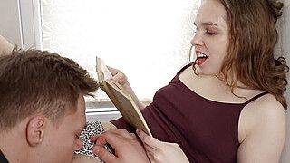 Big Surprise for Sweet Bookworm: Hot Pussy Licking, Hard Fucking, and Creampie - ah-me.com