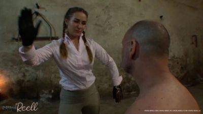 German Mistress in Leather Boots Slaps Slave Hard - BDSM Femdom Punishment - veryfreeporn.com - Germany