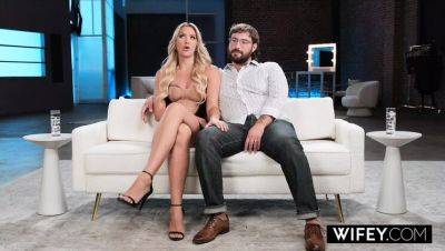 Hot Blonde Wife Savvy Suxx Sucks and Rides Big Cock in Front of Her Man - porntry.com