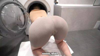 Stepson fucks stepmom stuck in washing machine - rough creampie sex with Jenny Lux - porntry.com