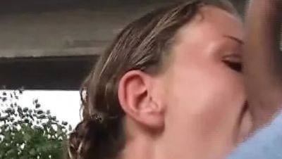 Sexy German blonde teen rides huge cock in public - Kahti Parker - veryfreeporn.com - Germany