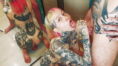 Good Girl Wanted Two Cocks At Once And Sucked Stepdaddy With Cumshot On Face With Tattoed Girl - hclips.com