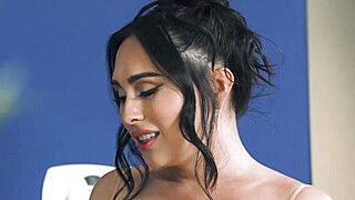 Ember Snow - Tgirl Ember Fiera gets uncut cock sucked - ah-me.com