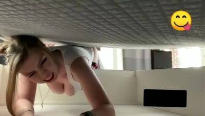 Blonde Step Sister Stuck On Furniture - Step Brother Helps Her Out - veryfreeporn.com