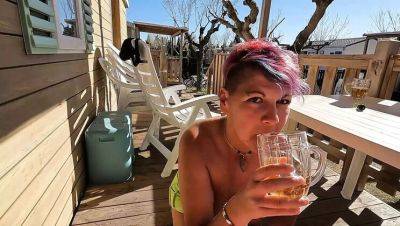 Outdoor Camping Blowjob - Brunette Sucking Dick on Terrace - veryfreeporn.com