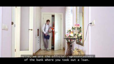 DEBT4k. Hot debtor Polly Yangs is dancing for 2 debt collectors and then gets fucked in double penetration - hotmovs.com - Russia