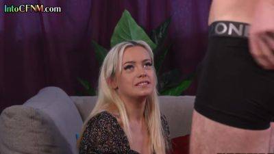CFNM blonde bitch tugging guys cock - hotmovs.com - Britain
