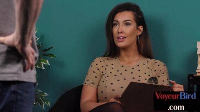 Voyeur office minx teasing interview skills - hotmovs.com - Britain