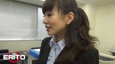 Erito - insane brunette gets a surprise cock at the office and milks it dry inwards her snatch - sexu.com - Japan