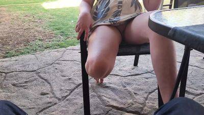 Blonde MILF Flashes Pussy in Public - Amateur Outdoor Sex & Jerk Off - veryfreeporn.com