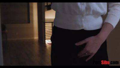 Sneaky step-sister bangs after he fucks his gf! - sexu.com