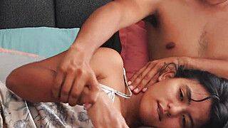 I GIVE MY BRUNETTE INDIAN STEPSISTER A NECK MASSAGE AND SHE ENDS UP DEVOURING MY DICK UNTIL IT IS DESTROYED - ah-me.com - India