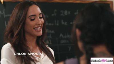 Lesbian teacher having threesome with student and stepmom - hotmovs.com