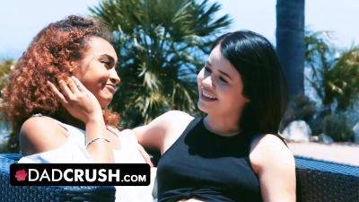 Blondie teen and her ebony bestie make a crazy deal, exchanging their hung step-dads - sexu.com