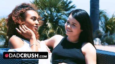 Blonde teenie and her black best friend make a wild deal, swapping their draped step-dads - sexu.com