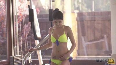 Black4k. petite hottie luvs thick muscles and enormous dick of ebony fellow - sexu.com - Czech Republic