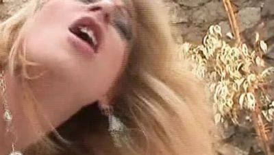 German MILF with huge tits fucks her man and uses dildo outdoor - porntry.com - Germany