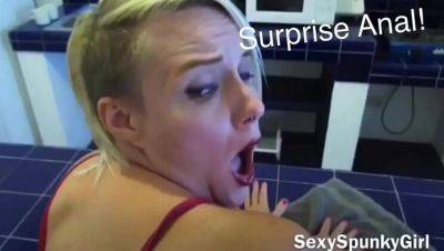 Surprise Kitchen Anal: Hard Fuck While She Cleans - No Warning! - veryfreeporn.com