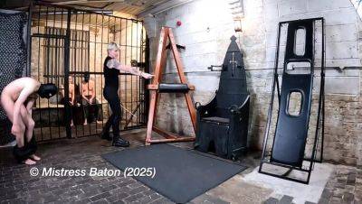 Blonde MILF MistressBaton Spanks Slave Romeo in Hardcore BDSM Exercise Punishment - porntry.com