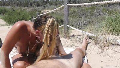 Natalie K sucks big cock and takes cum on beach - outdoor dogging fuck - porntry.com