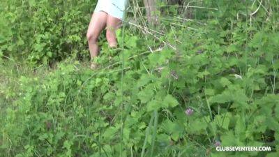 Mary Rock sucks a pussy juice flavor lollipop in nature - sexu.com