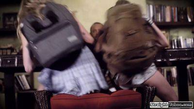 Two teens lick ifo the college counselor and the perv joins - hotmovs.com