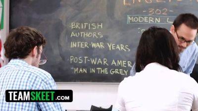 Teamskeet - virgin teens gets into serious sexual education with some large fat schlong - sexu.com