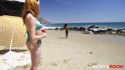 Ana and Lacy in Threesome by the Beach: Ricky Fucks Hotties with Natural Tits and Ass bouncing - sexu.com