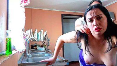 BBW Kelly Mom Fucks Step Son in Kitchen - Topless & Moaning Loudly - porntry.com - Usa