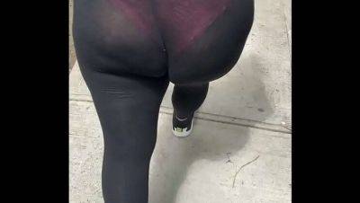 Wife Flashes Pink Thong in See-Through Spandex - Public Tease! - porntry.com