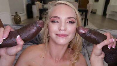 Blonde teen takes 2 huge black cocks - hardcore threesome & blowjob - xxxfiles.com