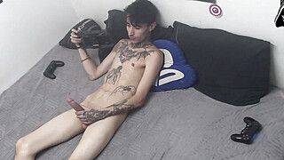 Blonde having sex with two gifted cousins playing FIFA FC is caught on the hidden camera - ah-me.com