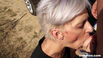 Sloppy Old Bitch Gets Hard Cock and Cumshot in Outdoor Fuck - xxxfiles.com