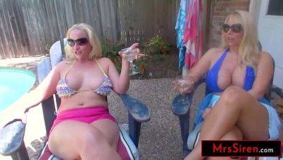 2 Hot MILFs Take Turns Riding BBC Pool Boys in Wild Gangbang - veryfreeporn.com