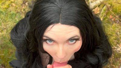 Yennefer & Geralt Wild Forest Fuck - Big Tit BBW Cosplay Blowjob & Creampie - porntry.com - Germany
