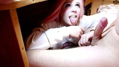 Cute Pink-Haired Teen Blows Geek Gamer's Big Cock - porntry.com