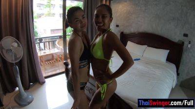Bisexual Amateur Thai Girls In A Threesome With A Big White Cock - hclips.com - Thailand