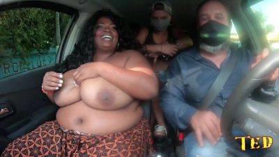 Fernanda Freire BBW Ride with Huge Natural Tits - Public Car Sex with Joao & Jhonny - veryfreeporn.com
