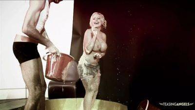 Blonde Savannah Gold Gets Messy with Food Before Hardcore Bang Session - veryfreeporn.com