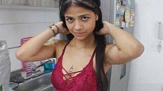 I HELP THE SKINNY INDIAN NEIGHBOR CARRY HER BAGS TO THE APARTMENT AND SHE THANKS ME WITH A BLOWJOB AND RIDING MY DICK UNTIL SHE ENDS WITH HER PUSSY DRIPPING CUM - ah-me.com - India