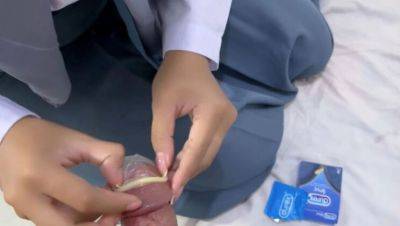 Hot Indonesian Teen Clarelia Fucks Jamsen with Condom - Tight Pussy & Fear of Pregnancy - xxxfiles.com - Indonesia