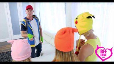 Three Tiny Teen poke mon girls pound their tormentor - sexu.com