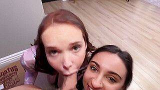 Hailey Rose - Busty BFFs Surprise Pizza Delivery Boy with Threesome! Hailey Rose and Chloe Foxxe - ah-me.com